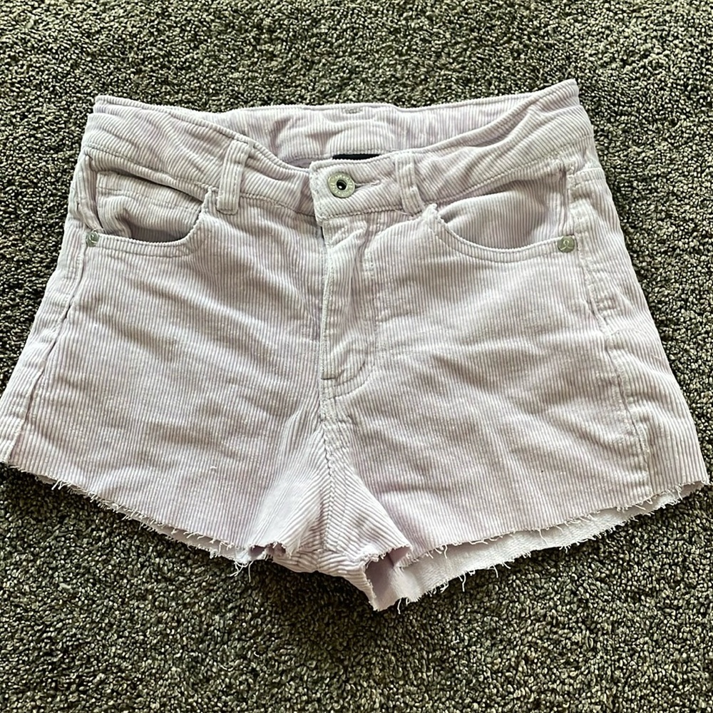 Purple corduroy shorts